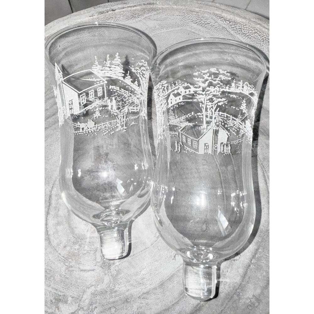 Votive Peg Candles Cup Church In The Woods Glass Home Interiors Vintage 5.25”